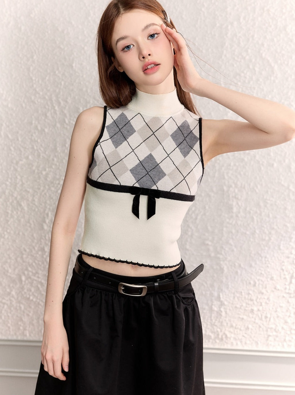 Sweet Diamond Check Sleeveless Top