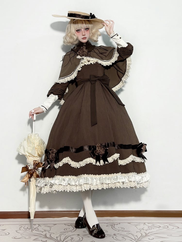 【12月23日予約締切】トワイライトレインロマンティックローズハイネックカラー付きフリルケープ