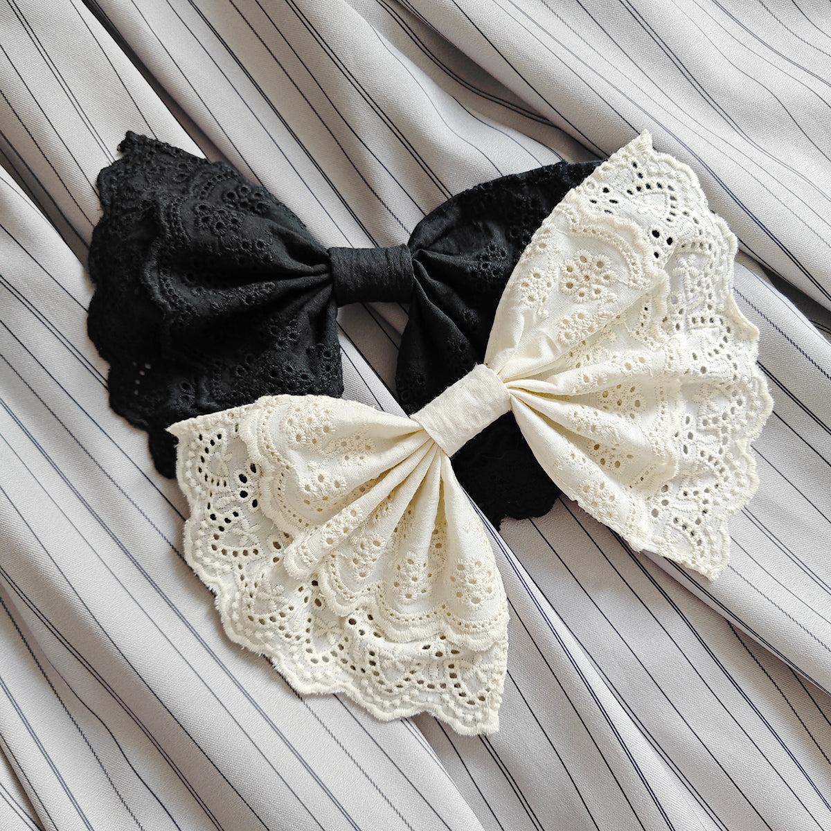 【8月18日予約締切】グレーストライプアンドフォググラデーションクラシカルドレス＋ハット＋ヘアクリップ