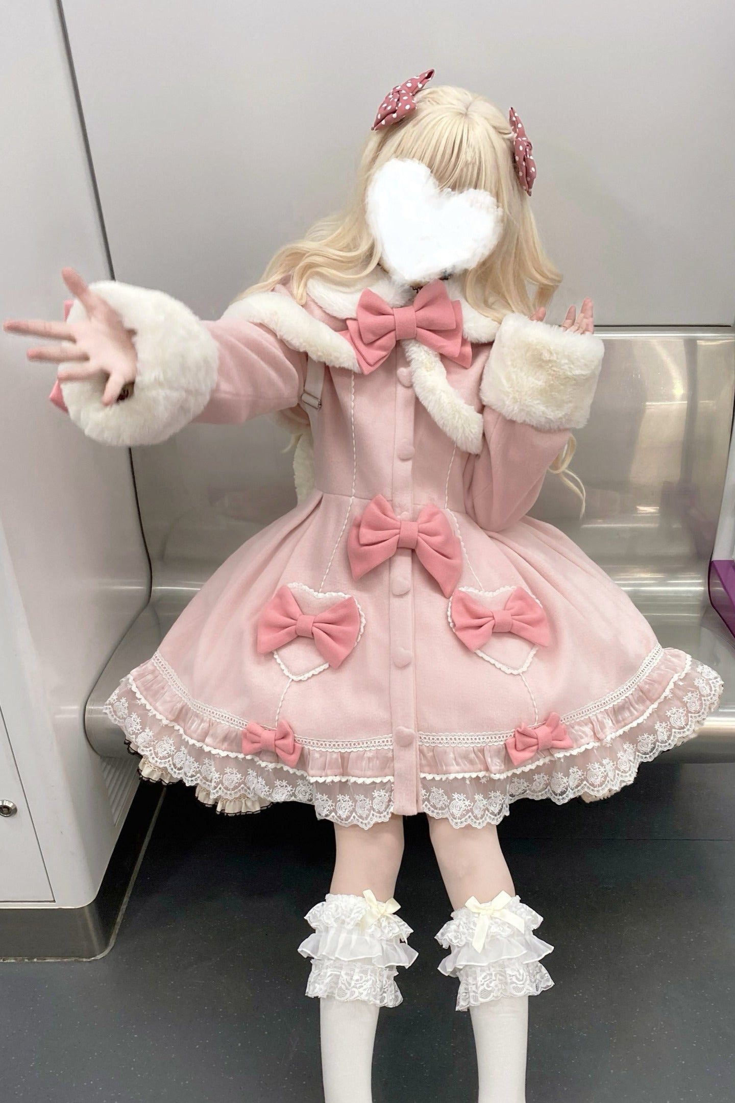 【予約商品】スイートアンドキュートファーケープリボンコート