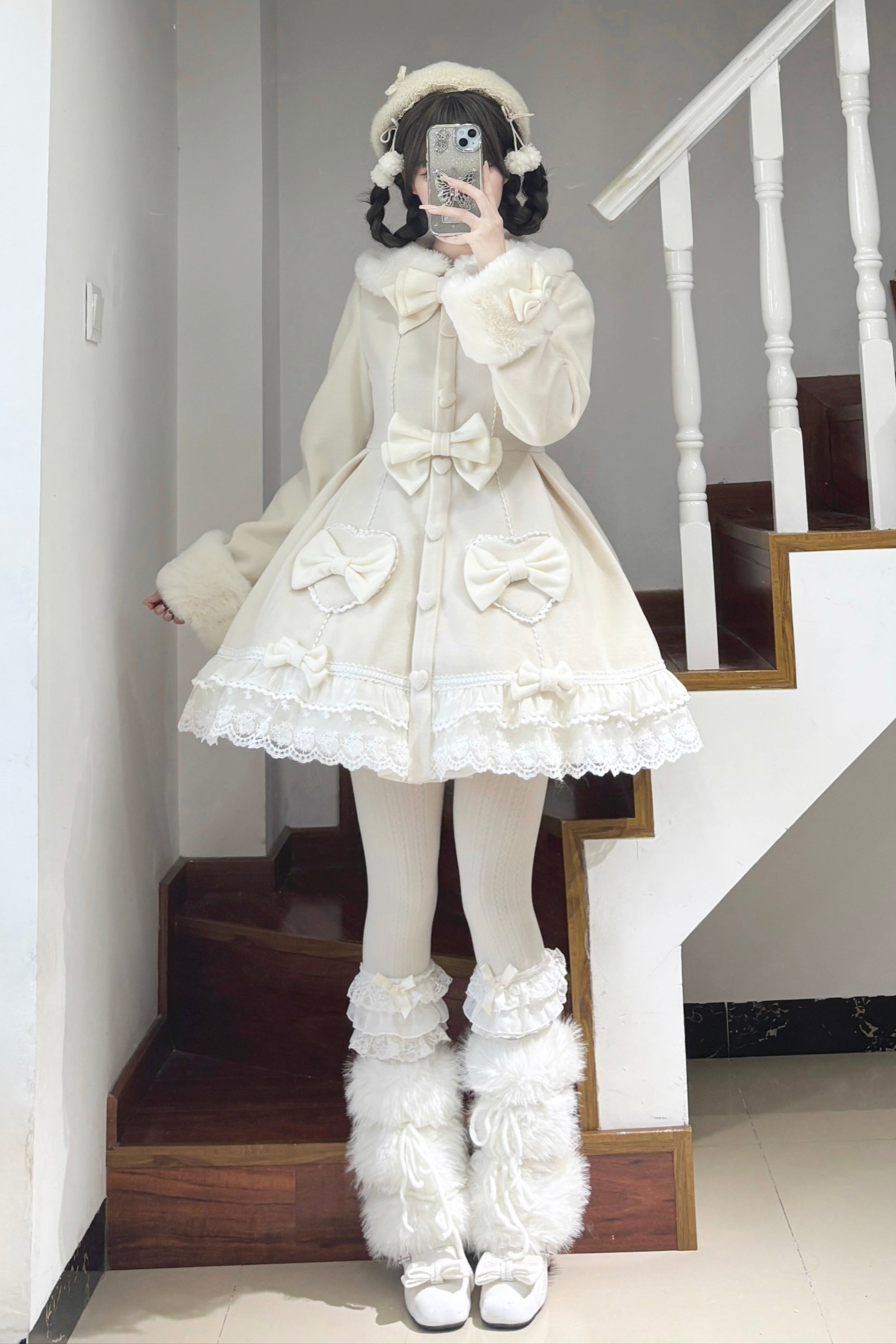 予約商品】スイートアンドキュートファーケープリボンコート – Belchic