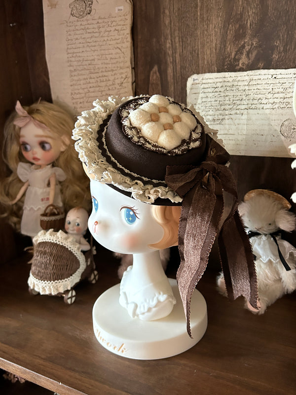 Hazelnut Chocolate Faux Two-piece Dress + Cake Hat
