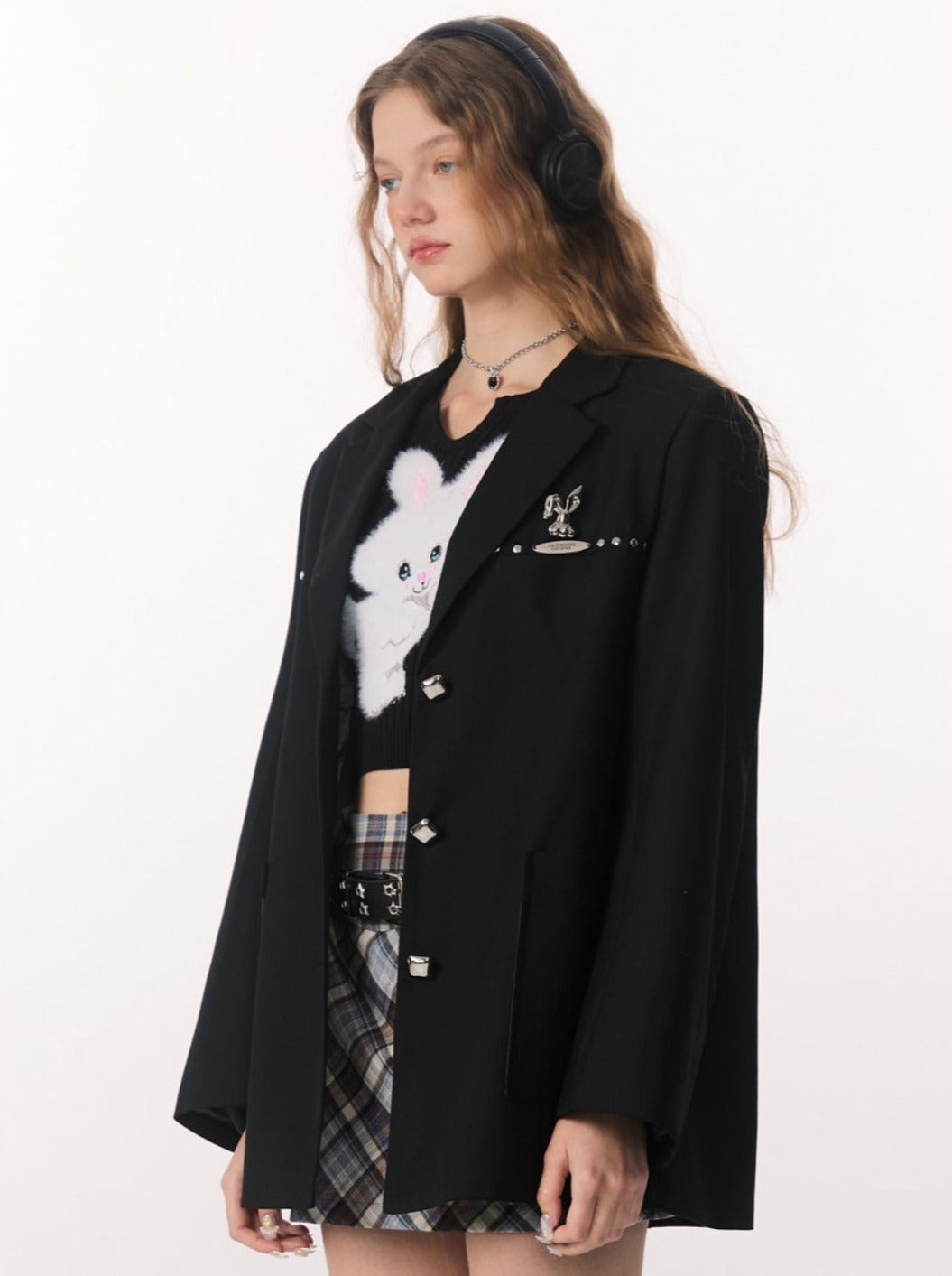 American Retro Metal Rabbit High End Casual Over Jacket