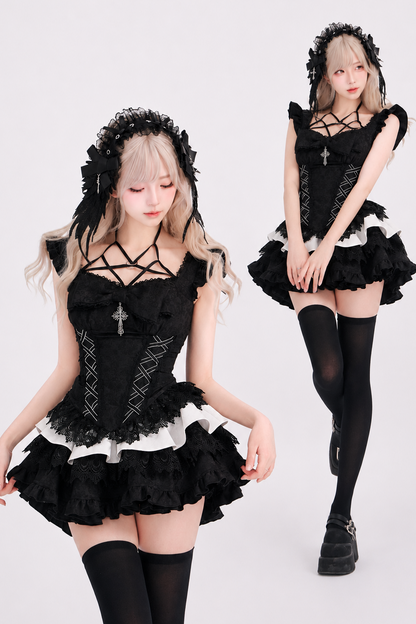 Cross Corset Gothic Set