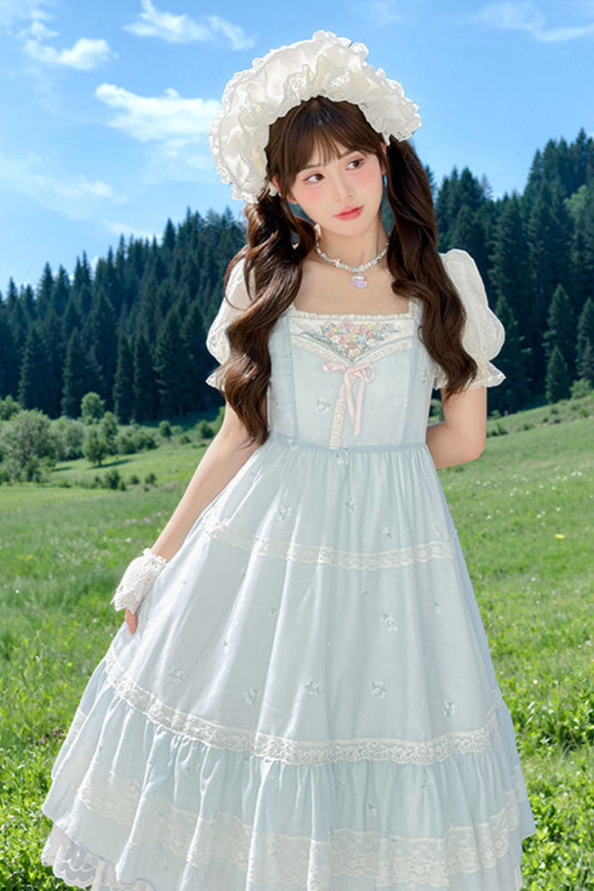 スイートガーリーライトパフスリーブワンピース