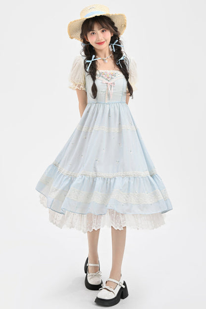 スイートガーリーライトパフスリーブワンピース