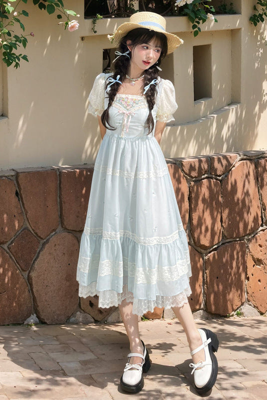 スイートガーリーライトパフスリーブワンピース