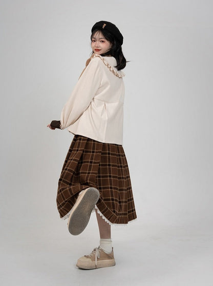 Wardrobe College Style Checked Wool Skirt