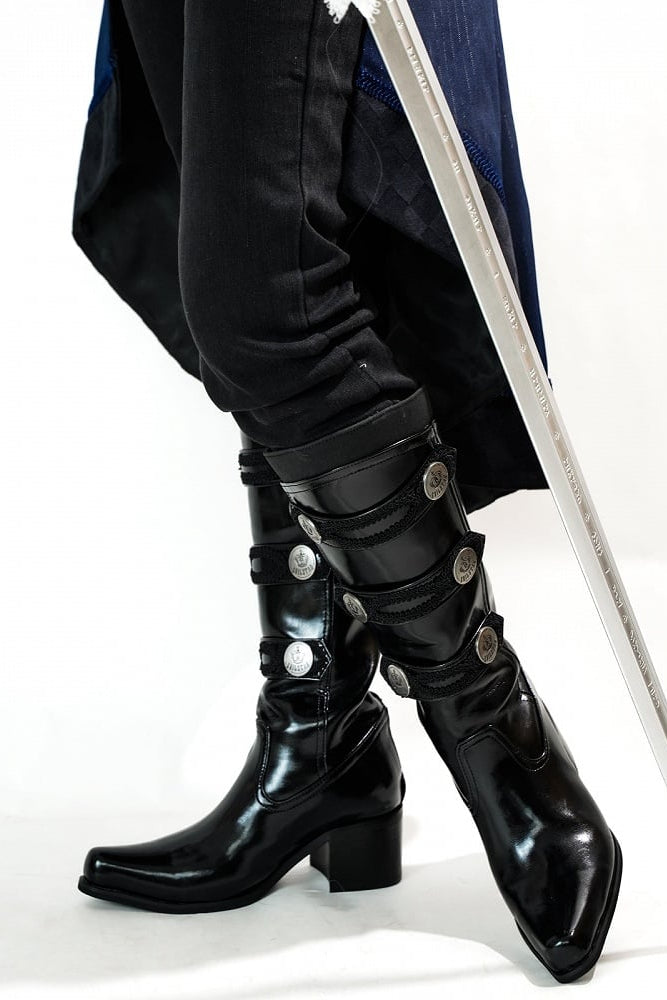 【9月7日予約締切】Black/White/Gray Gothic Lolita Prince Square Toe Retro Boots