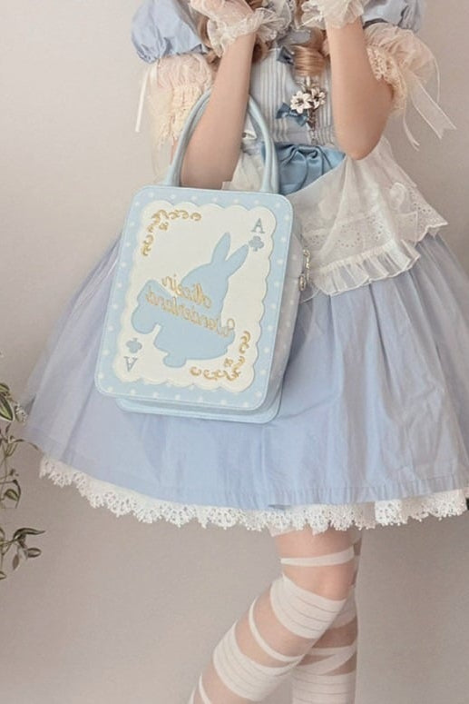 [Clôture des réservations le 16 juillet] Sac carré Alice fantaisie lapin cartes à pois avec bandoulière