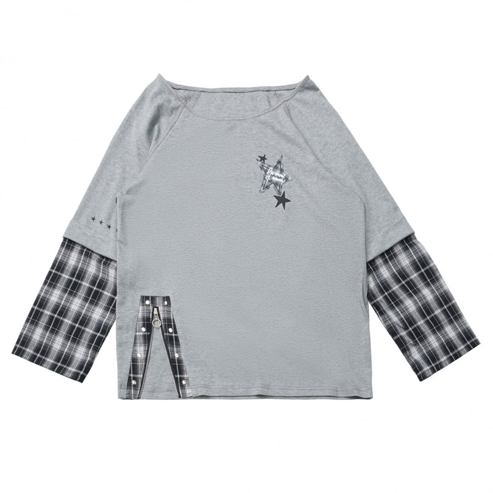 チェックデザイントップス+アシメトップス+パンツ+スカート+ベルト