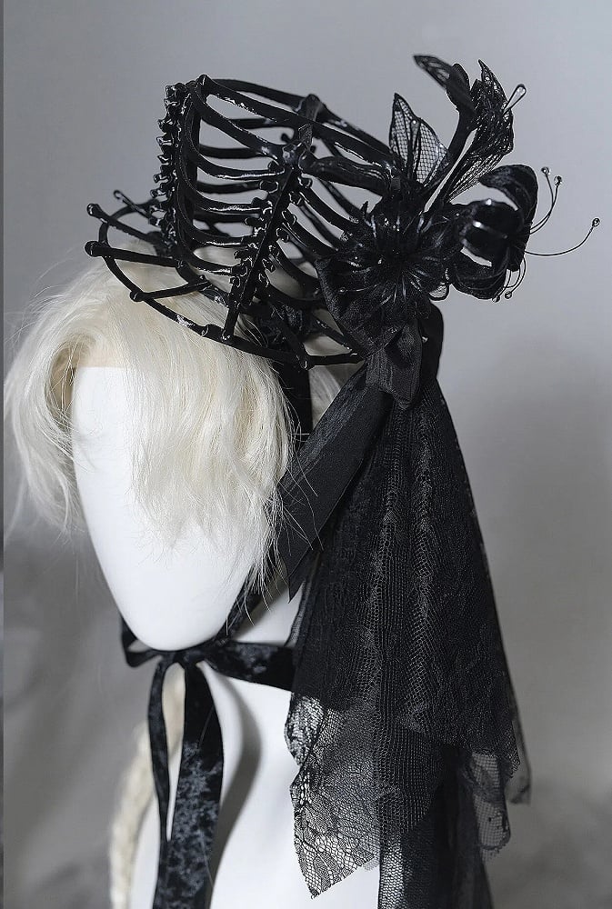 【6月8日预售截止】幻影之夜系列花朵面纱骷髅帽+迷你帽