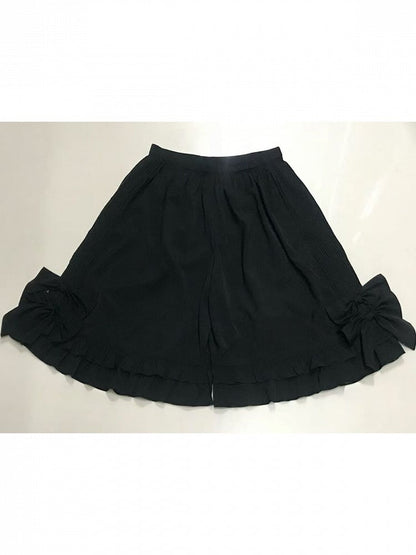 [November 15 Reservation Deadline] Black Gothic Doll-Style Front-And-Back Two-Way Ruffle Ribbon Lolita Dress (Short/Long) + Matching Shorts (Short/Long) + BB Hat