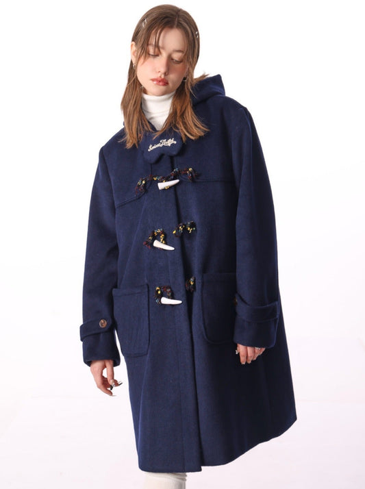 Mid-length Hooded Wool Coat