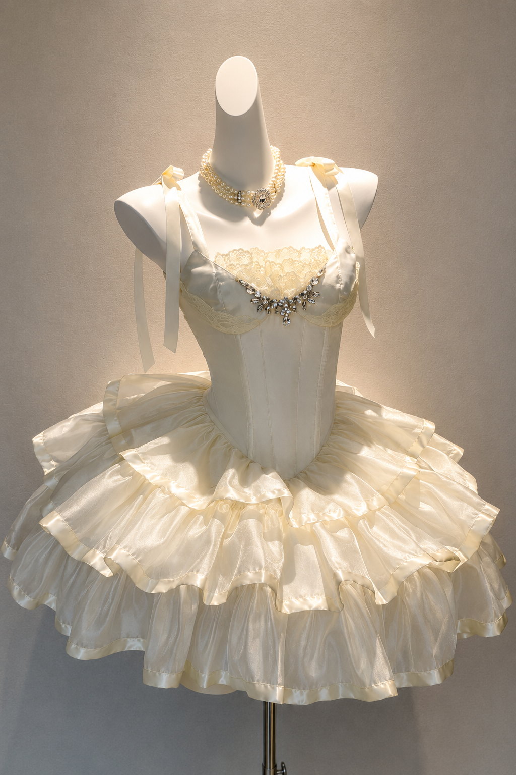 Elegant Floral Satin Ribbon Lolita Dress