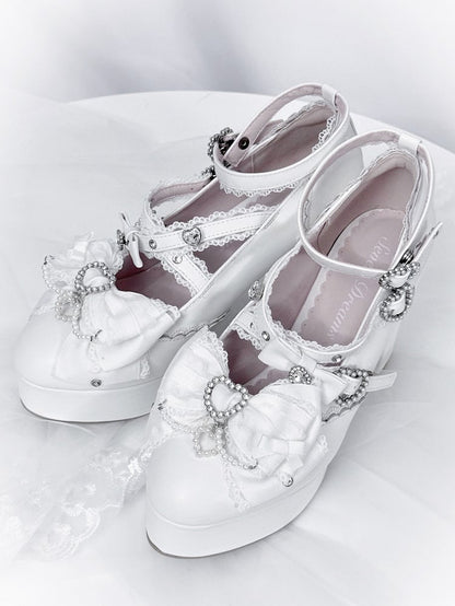 【12月12日予約締切】ジェムストーンパールリボンロリータハイヒール