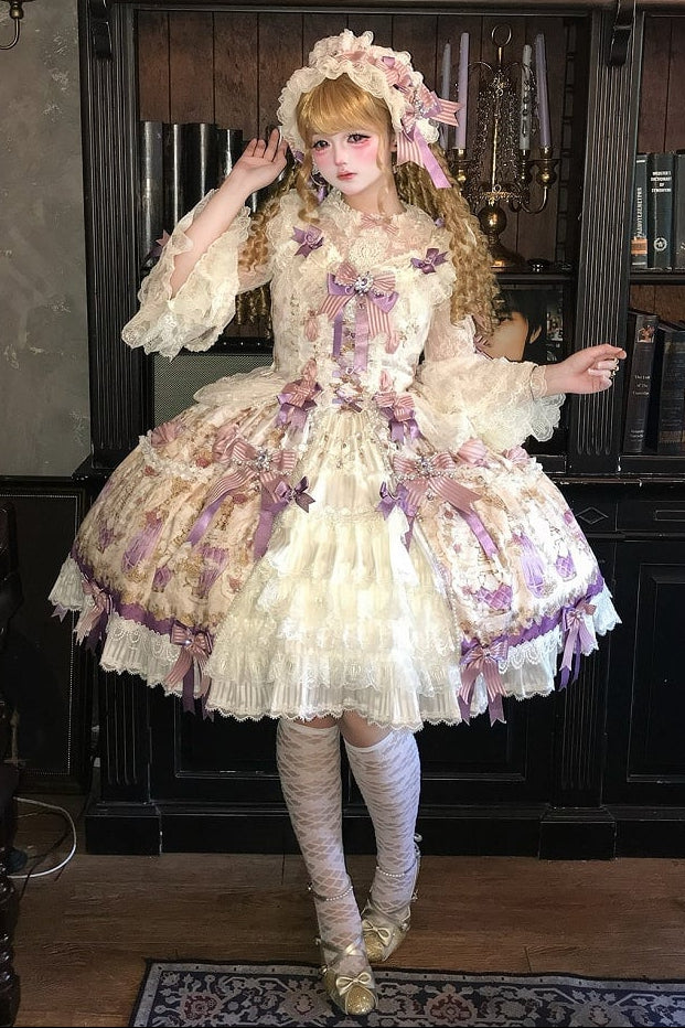 【6月16日予約締切】アンティークジェムストーンパヒュームプリンセスロリータリボンレースJKSドレス＋ゴージャスドレスセット