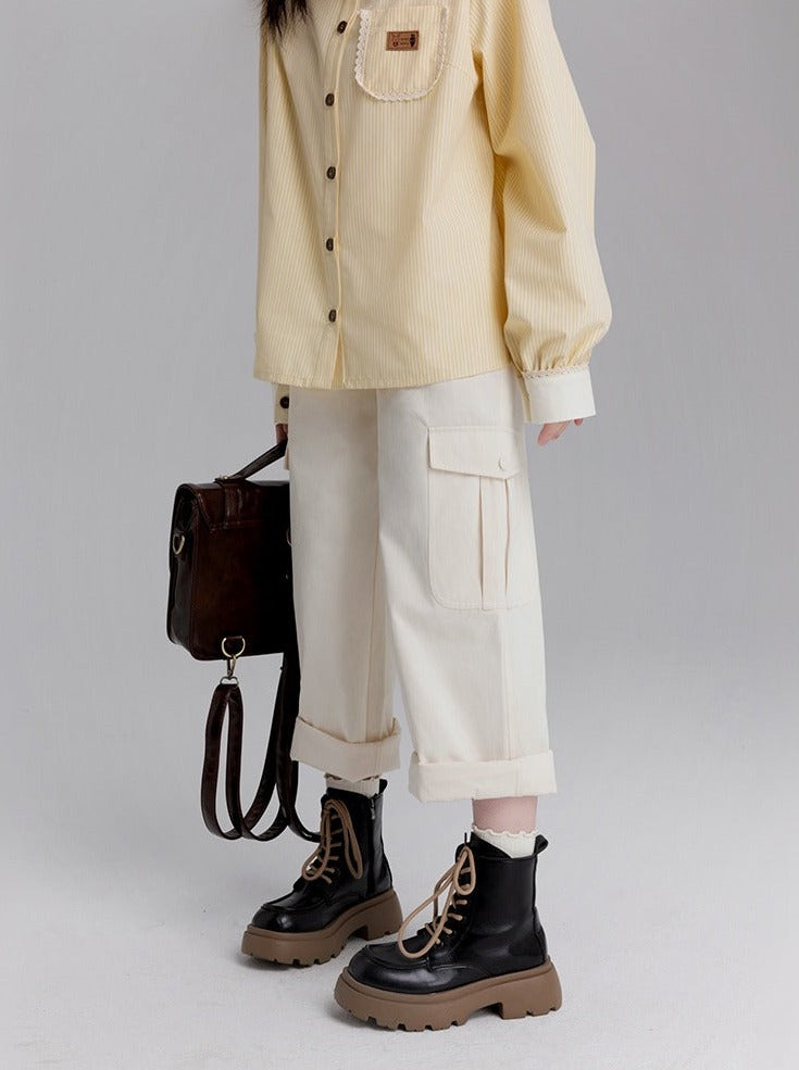 Loose Straight High Waist Cargo Pants