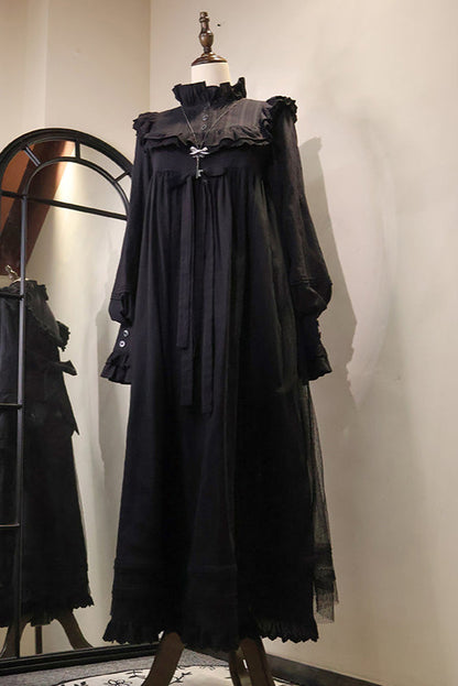 Sleep Night Black Jacquard Elegant Dress + Accessories