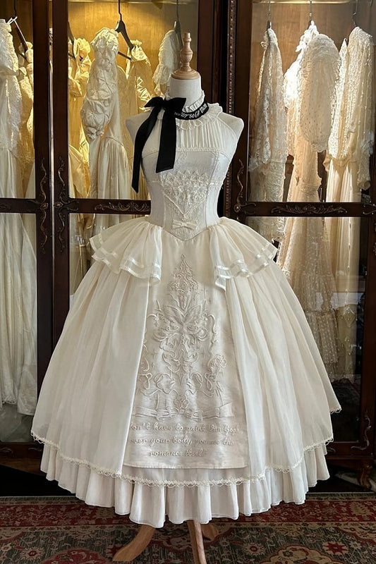 [Pre-order Deadline: May 29] Romantic Embroidered Ribbon Lolita Corset Tulle Dress
