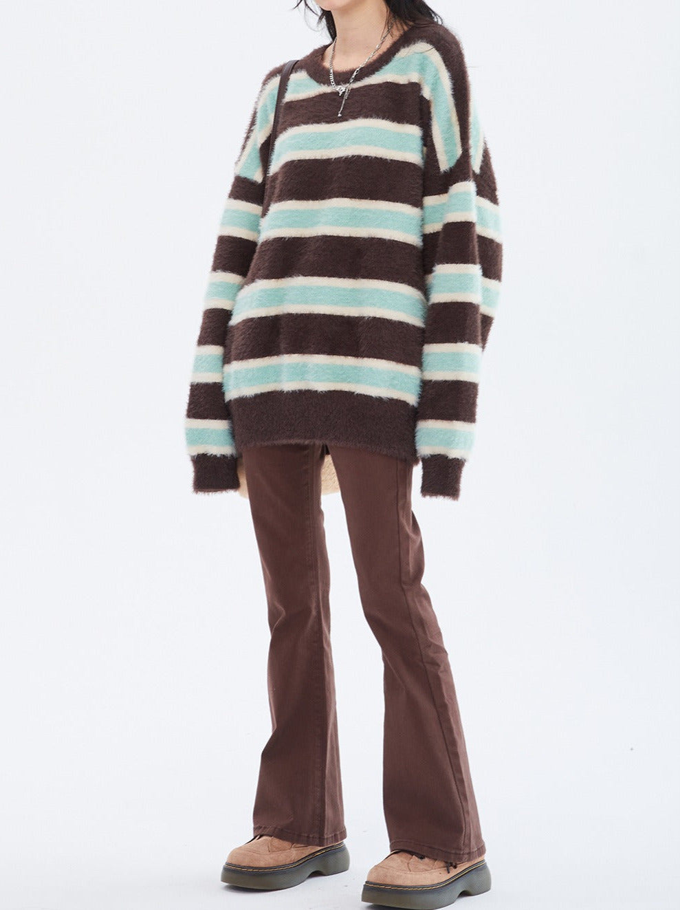 Retro Loose Contrast Stripe Sweater