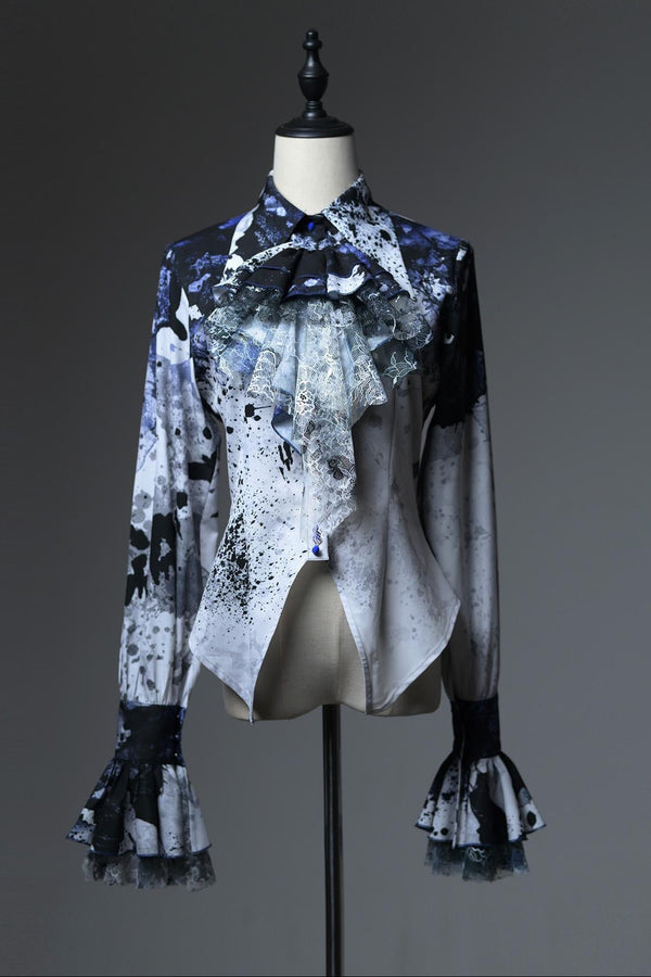 [Deadline for reservations: December 10] Bloodstained Print Pointed Collar Shirt
