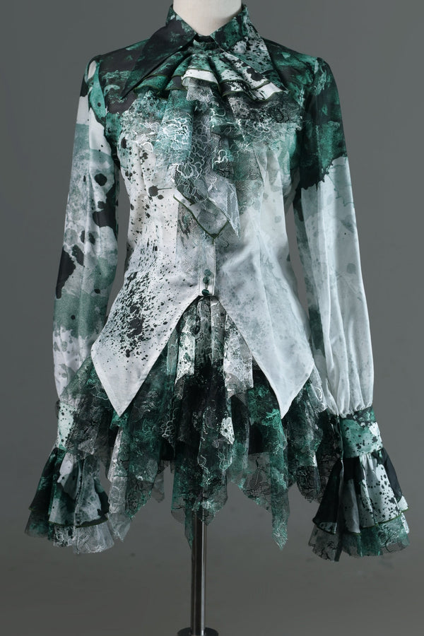 [Deadline for reservations: December 10] Bloodstained Print Pointed Collar Shirt