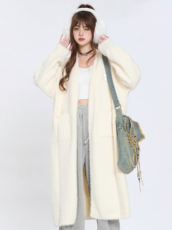 American Style Loose Long Cardigan Knit