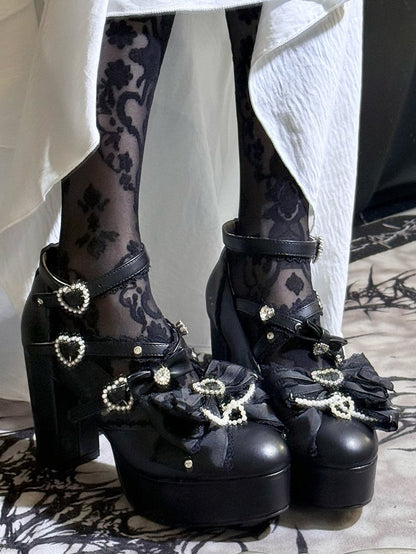 【12月12日予約締切】ジェムストーンパールリボンロリータハイヒール