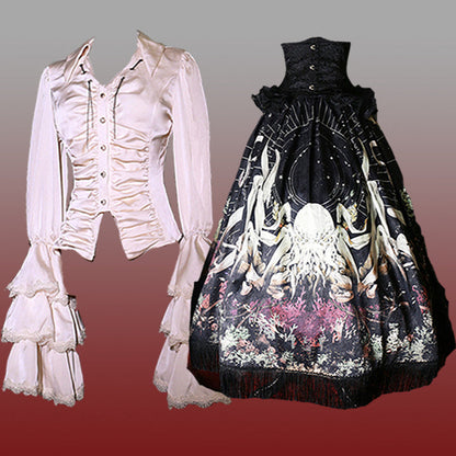 クトゥルフゴシックダークロリータシャツ+スカート+テール+コルセット