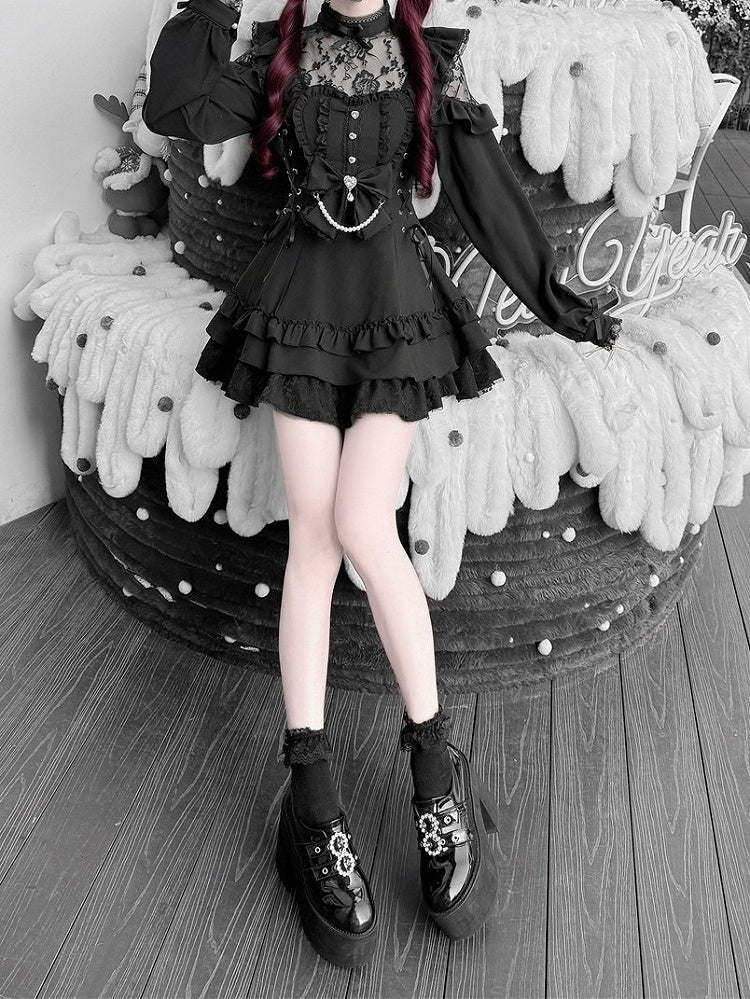 [Pre-order Deadline: April 22] Sweet and Gothic Floral Lace Ruffle Ribbon Dress Suit Full Set