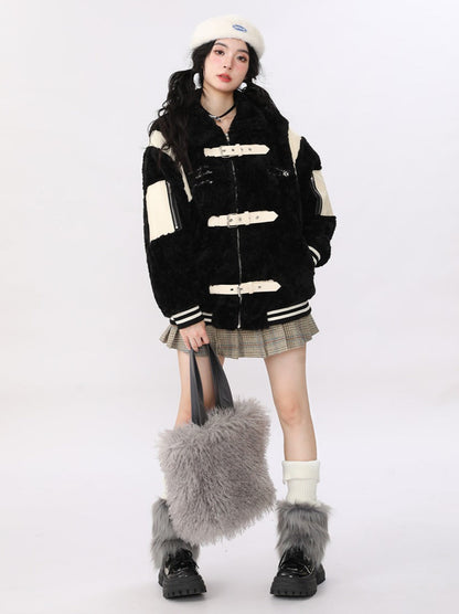 Designed lambswool loose cotton coat