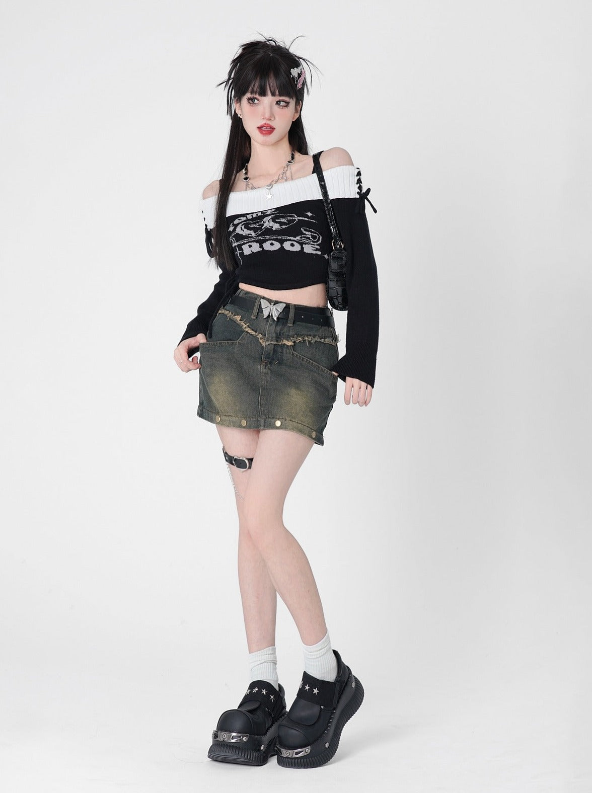 Sweet Short One Shoulder Knit Top – Belchic