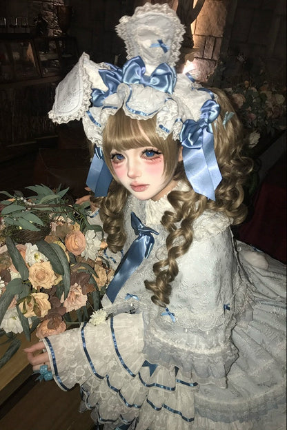 [Pre-order Deadline: July 13] Blue x White / Red x Pink Sweet Lolita Rabbit Series Accessories (Rabbit Ears Headband Tail Ribbon Train)
