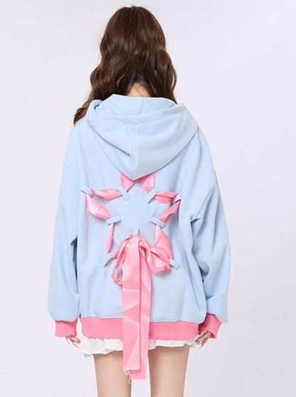 Star Ribbon Design Loose Hoodie