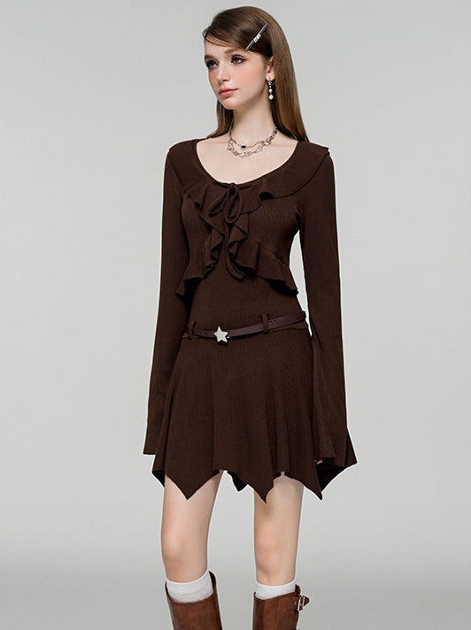 Pure Dzire High End Ruffle Ruffle Knit Dress