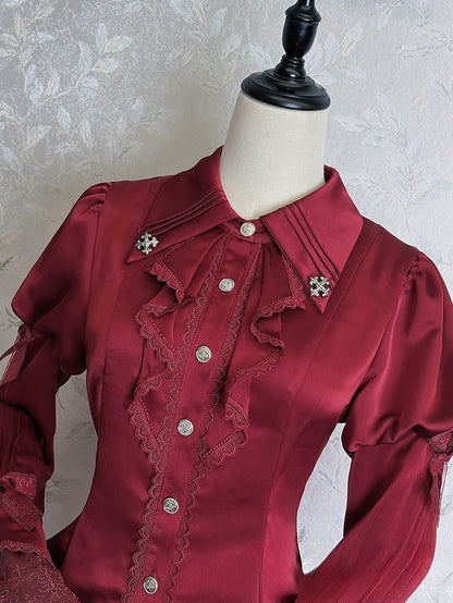 【12月8日予約締切】Black Mist Banquet ゴシックレースジュリエットスリーブシャツ