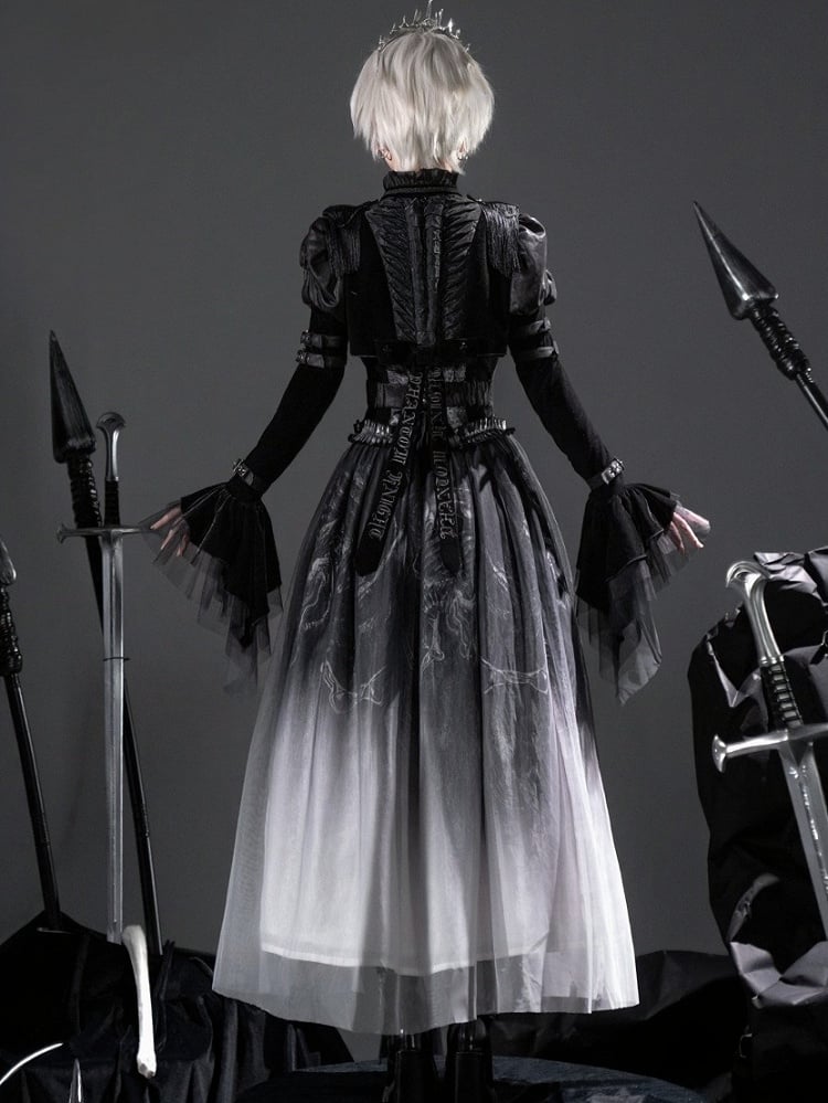 [Preordine entro l'8 giugno] Set completo abito militare gotico scuro Phantom Night (giacca + top a bustier + gonna)