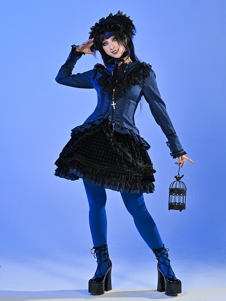 Spider Web Gothic Lace Ribbon Shirt