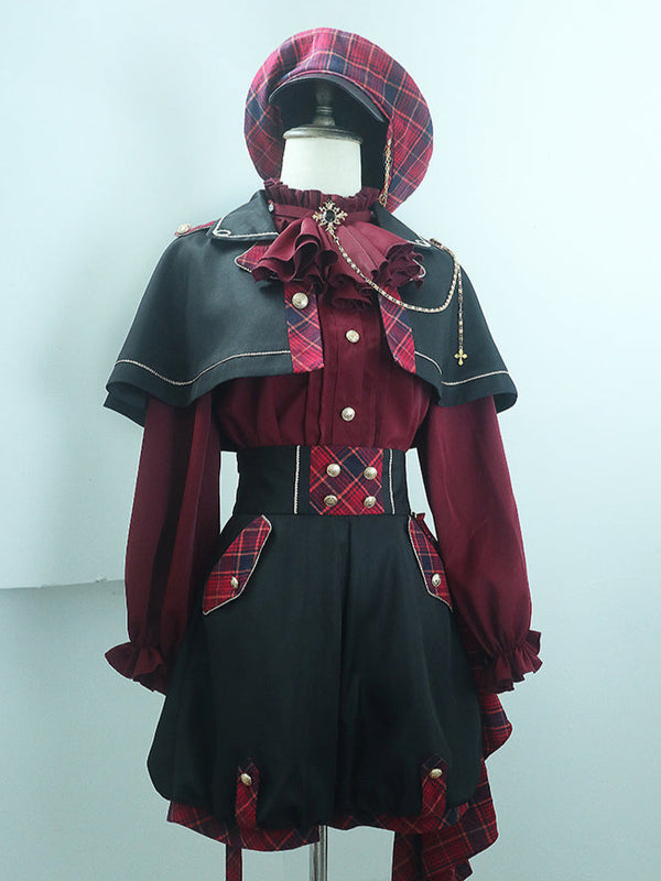 Prince Lolita blouse + shorts + check cassock