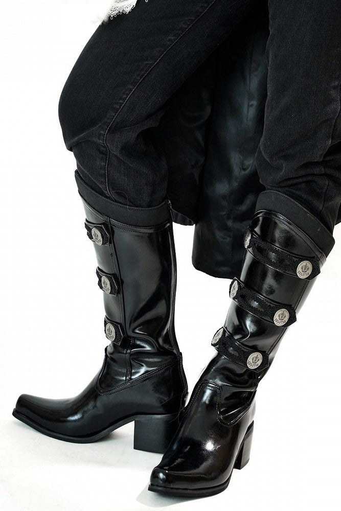 【9月7日予約締切】Black/White/Gray Gothic Lolita Prince Square Toe Retro Boots