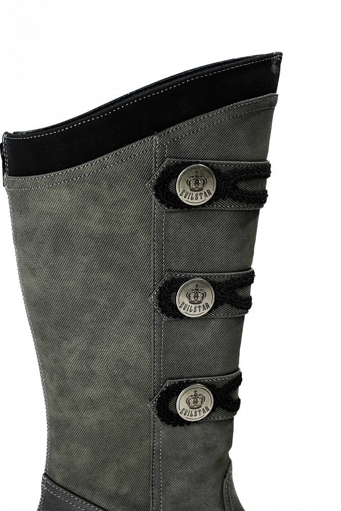 【9月7日予約締切】Black/White/Gray Gothic Lolita Prince Square Toe Retro Boots