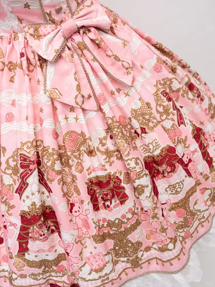 【4月26日予約締切】レトロロマンスイートロリータリボンケーキプリントホルターネックドレス