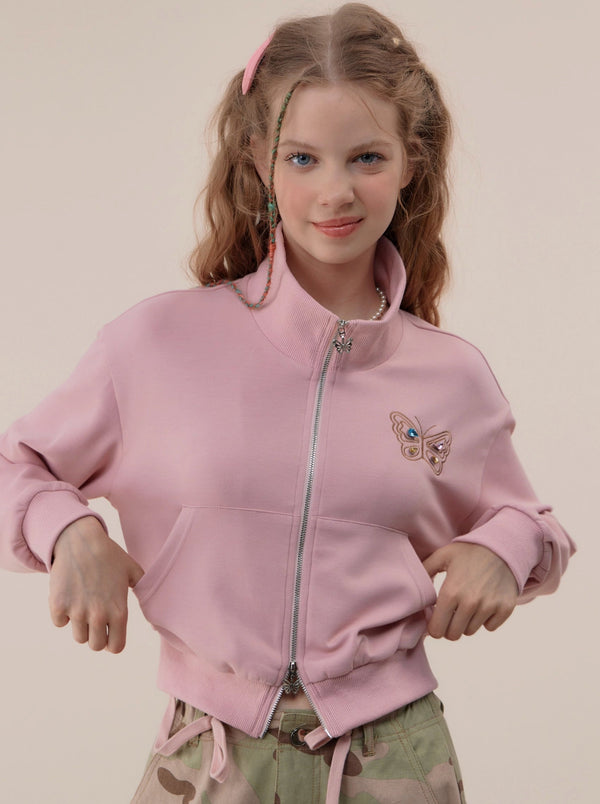 ハーフネックジップアップスポーティートップス