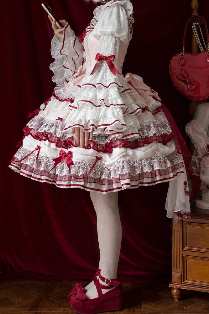 [Pre-order Deadline: July 13] Blue x White / Red x Pink Sweet Lolita Rabbit Series Accessories (Rabbit Ears Headband Tail Ribbon Train)