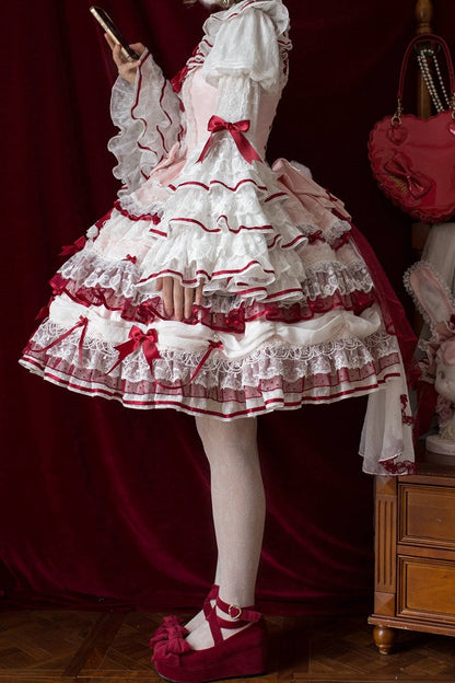 [Pre-order Deadline: July 13] Blue x White / Red x Pink Sweet Lolita Rabbit Series Accessories (Rabbit Ears Headband Tail Ribbon Train)