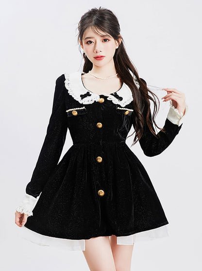 Sweet Chic Doll Velour Frill Dress