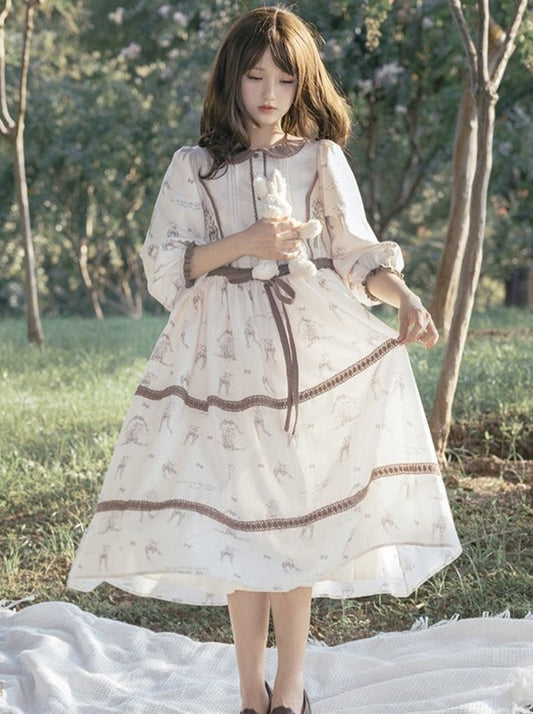 Mori no Yu op] withpuji original design PH idyllic butterfly lily of the valley embroidered skirt autumn