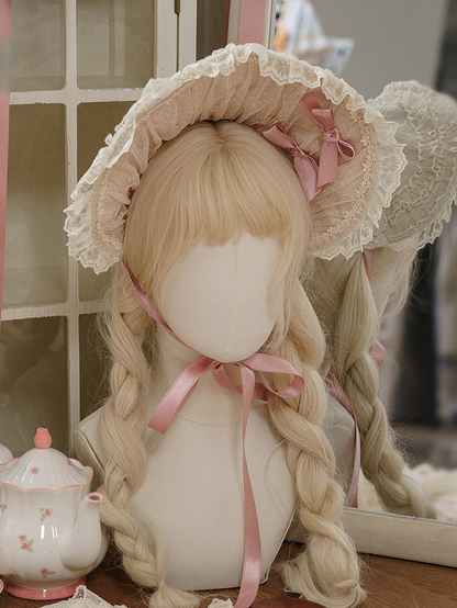 [Pre-order Deadline: April 26] Rococo Elegant Lace Pink Classic Lolita Dress + Apron + Bonnet