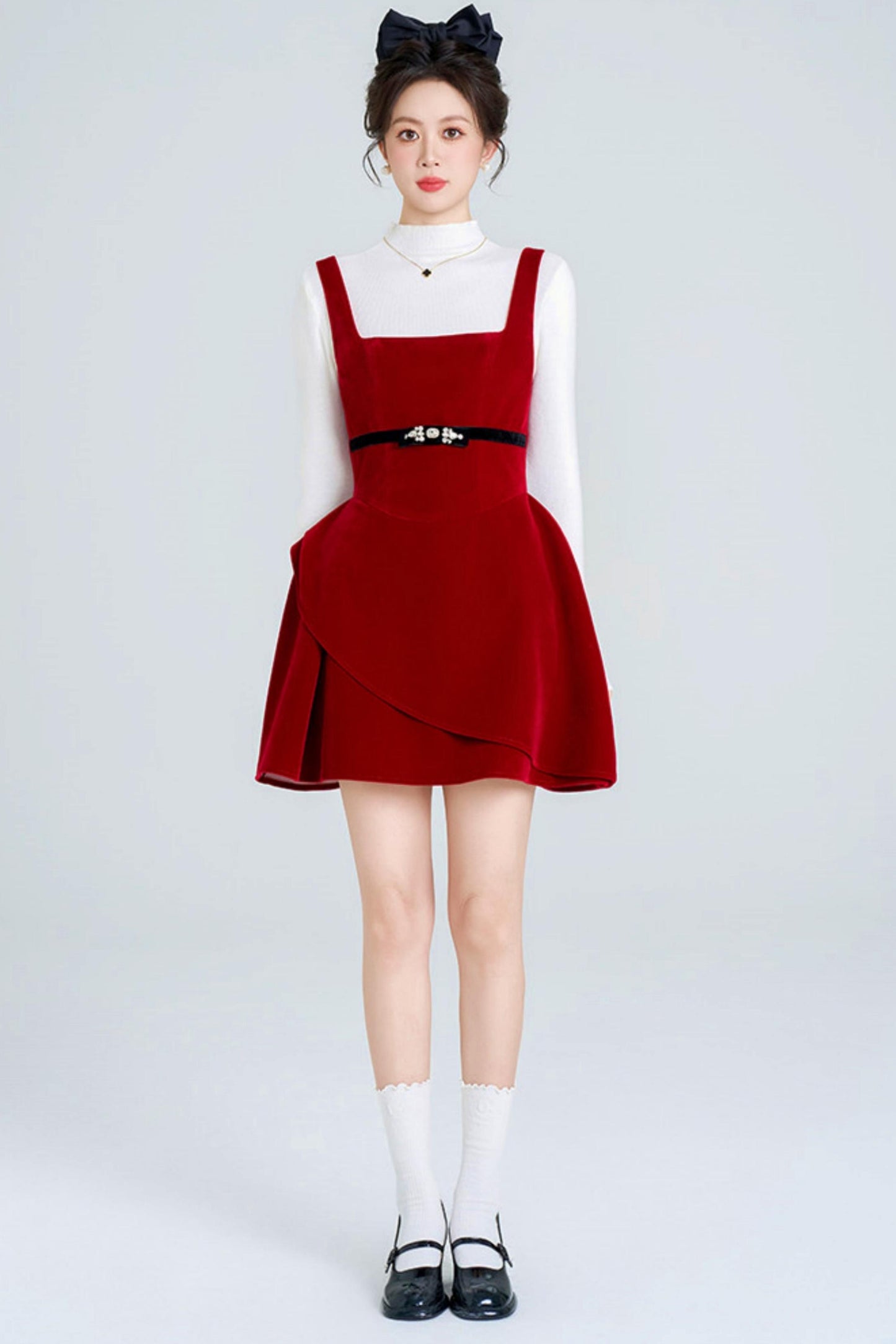 Red Velvet Bubble Dress + Top